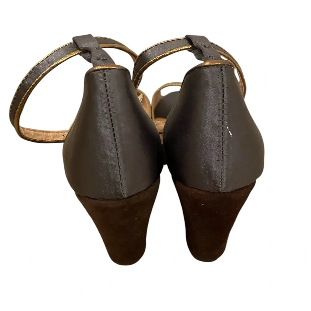 Lou Lou De La Falaise Womens Satin Grey Peep Toe Wedge Heels